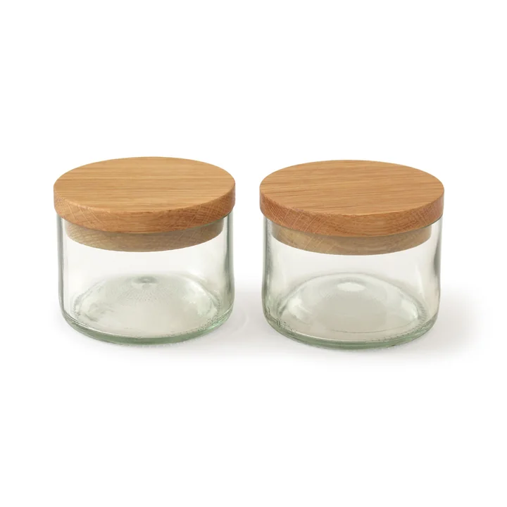 Salt- og krydderikrukker (sæt med 2 stk.) fra side by side, eg/glas