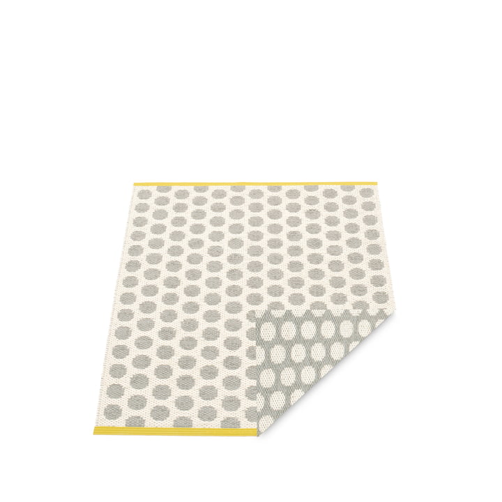Pappelina - Noa Vendbar tæppe, 70 x 50 cm, varm grå / vanilje / sennep kant