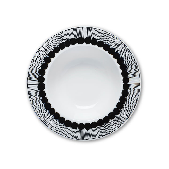 Marimekko – Oiva Siirtolapuutarha dyb tallerken, Ø 20 cm, sort / hvid