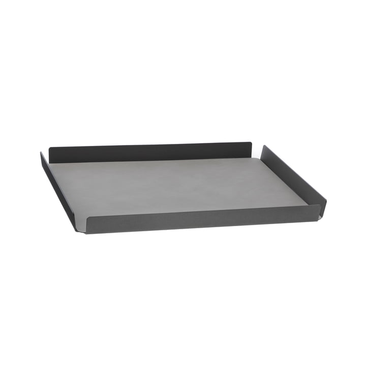 LindDNA - Tray Square M, 28 x 36 cm, aluminium antracit, Double Nupo antracit / Nupo lys grå (2 mm)