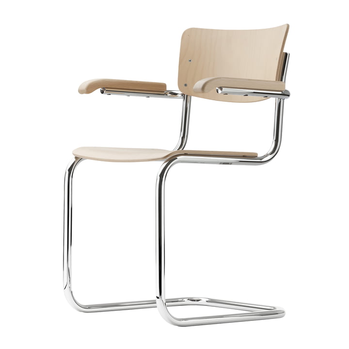S 43 F stol fra Thonet lavet af krom/naturbøg (TP 17)