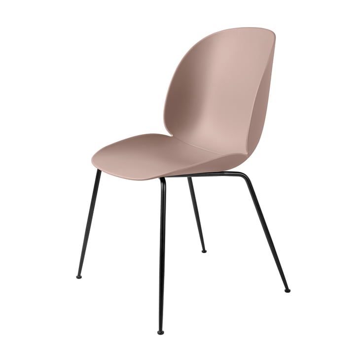 Beetle Dining Chair Conic Base fra Gubi i sort/sød pink