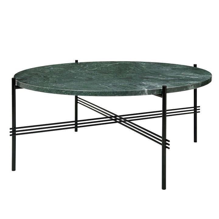 TS sofabord Ø 80 cm fra Gubi i sort/grøn marmor
