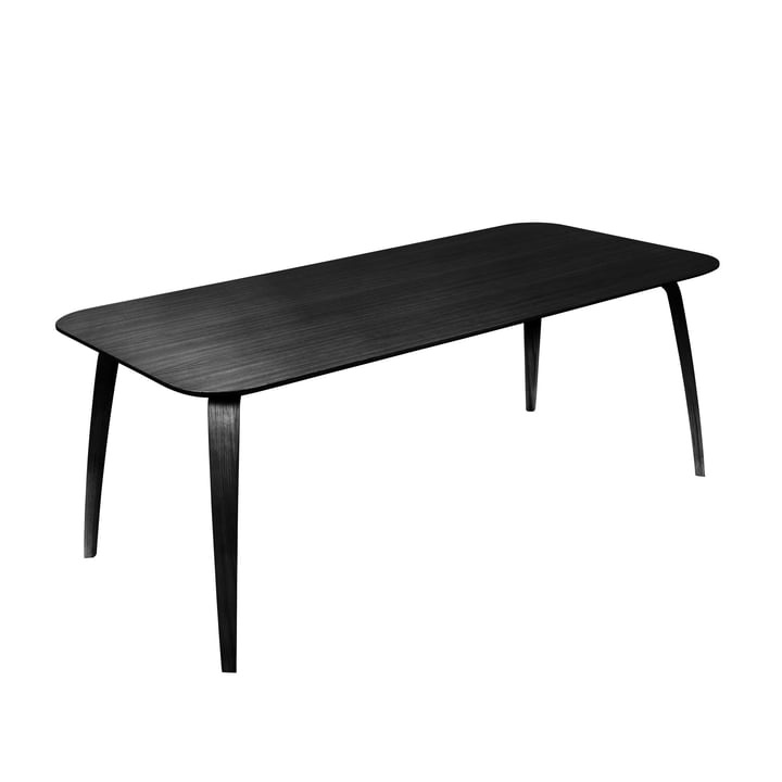 Rektangulært spisebord 100 x 200 cm af Gubi i sort farvet ask