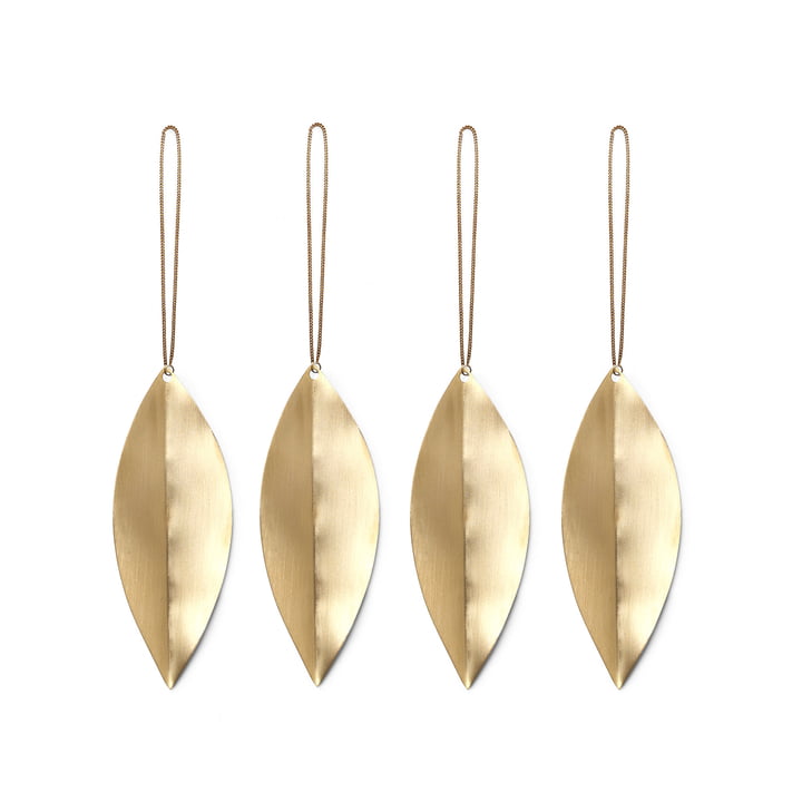 Leaf Brass Ornaments (sæt med 4) fra ferm LIVING