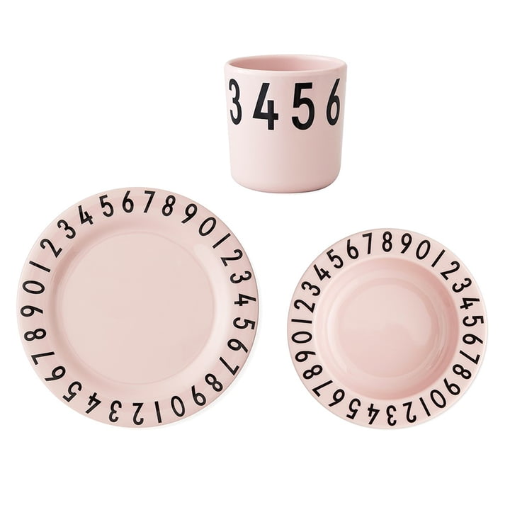 The Numbers melamin bordsæt fra Design Letters i pink