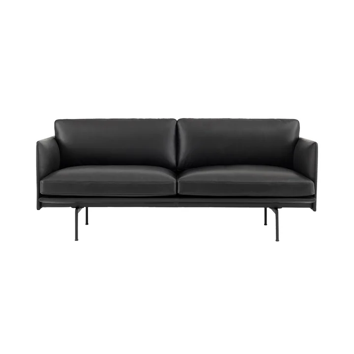 Outline Studio 2-personers sofa fra Muuto i sort læder/sort