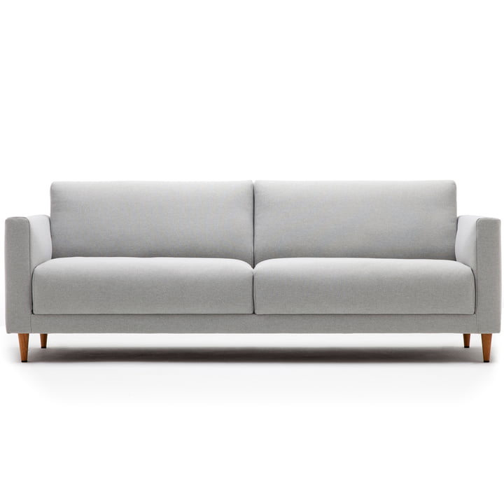 141 Sofa 3 sæder, L 190 cm freistil med keglefod egetræ / afdækning lysgrå (3007)