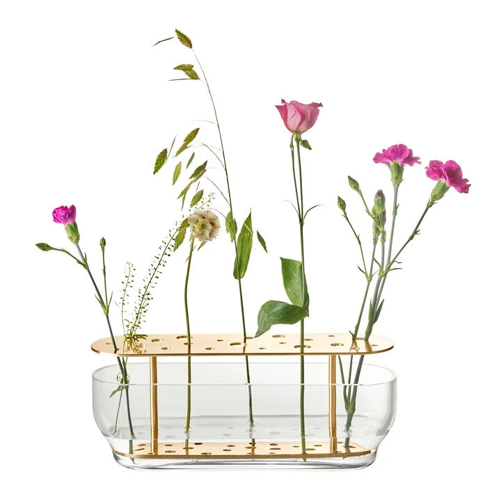 Die Fritz Hansen - Ikebana Vase lang, messing / glas med blomster