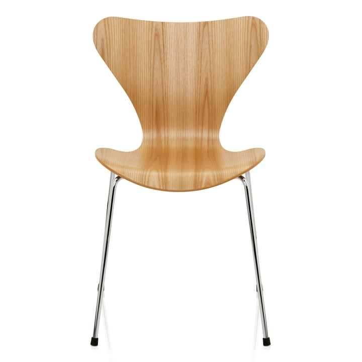 Serie 7 stol (46,5 cm) af Fritz Hansen i naturelm / forkromet