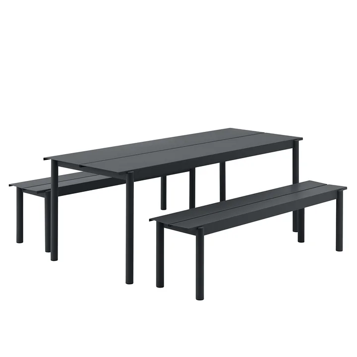 Linear Steel stålbænk og bord i sort fra Muuto