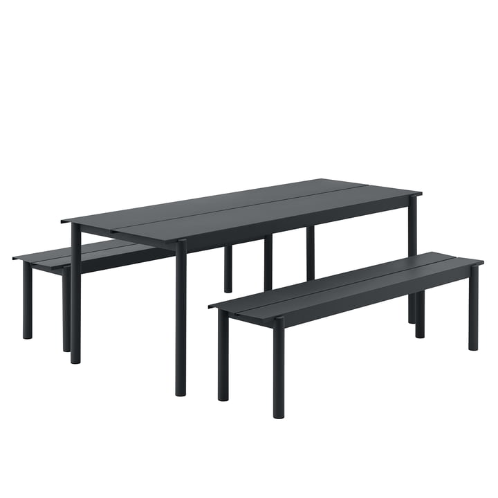 Linear Steel stålbænk og bord i sort fra Muuto