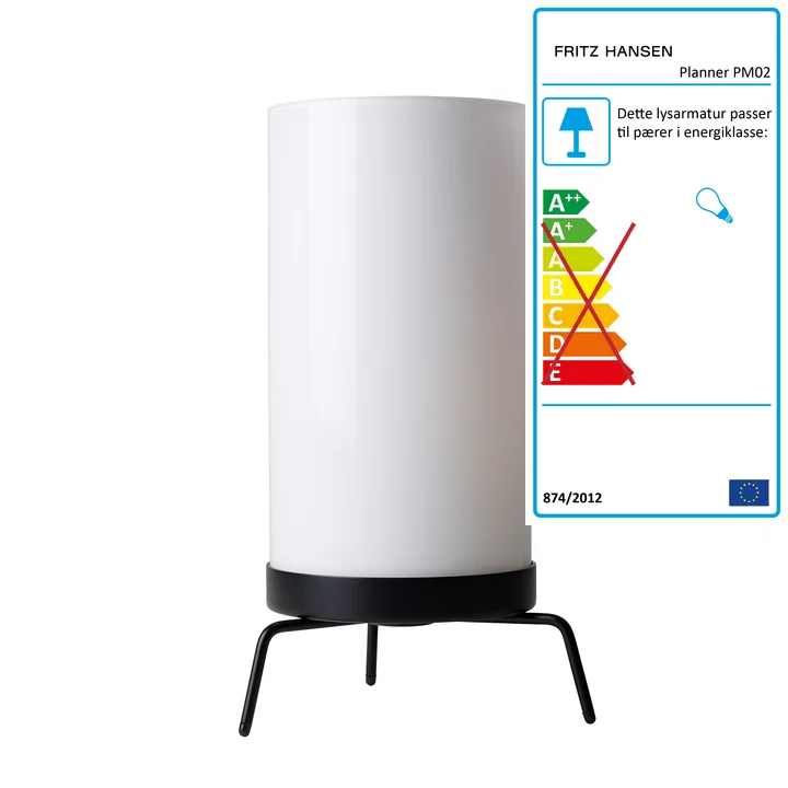 Planner PM02 bordlampe af Fritz Hansen i opal / sort