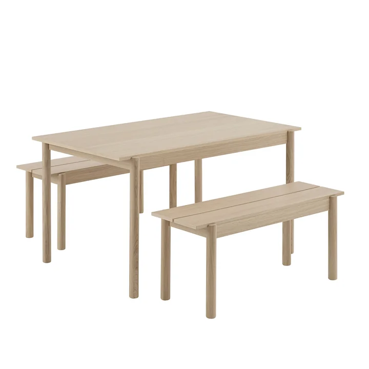 Linear Wood spisebord og bænk af Muuto