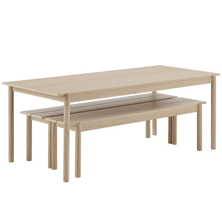 Linear Wood spisebord og bænk af Muuto