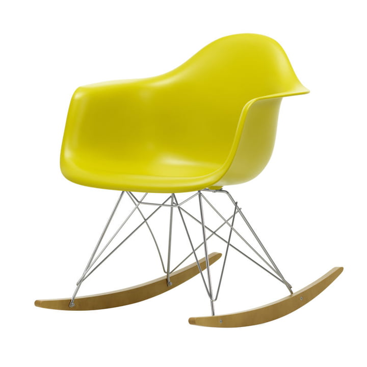 Eames Plastic Armchair RAR i gullig ahorn / krom / sennep (sædehøjde: 37 cm) fra Vitra