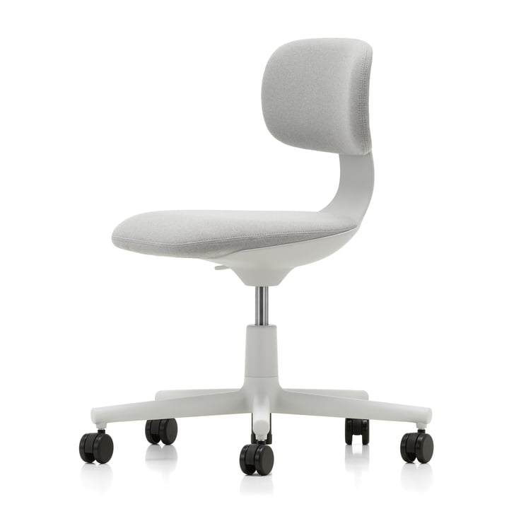 Rookie kontorstol fra Vitra i blød grå / Plano creme hvid / sierra grå