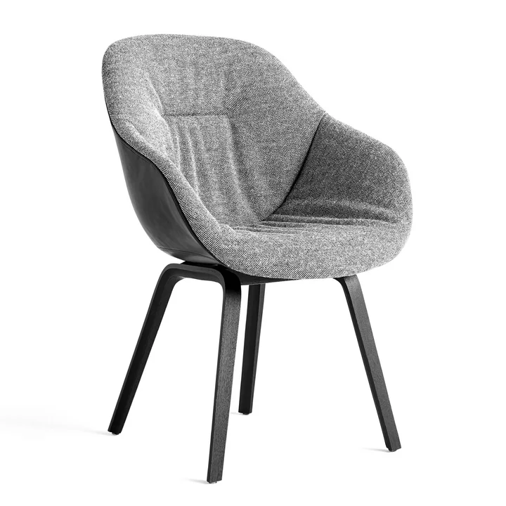 HAY - About A Chair AAC 123 Soft Duo, sortbejdset eg / indvendig polstring Hallingdal 166 / bagside Sense sort