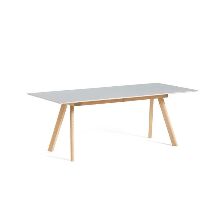 Copenhague CPH30 udtrækkeligt spisebord, L 160/310 x B 80 x H 74 cm, matlakeret eg / grå linoleum af Hay