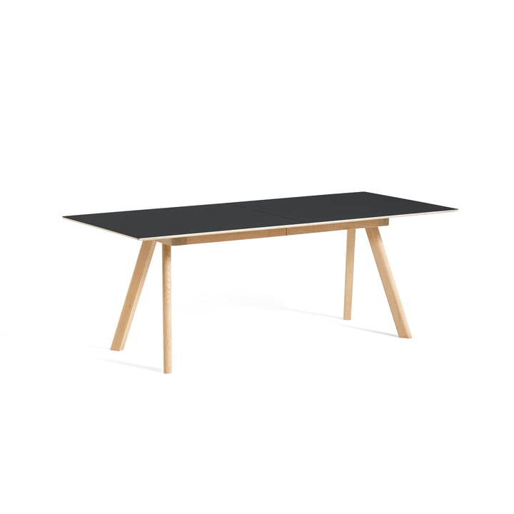 Copenhague CPH30 udtrækkeligt spisebord, L 160/310 x B 80 x H 74 cm, matlakeret eg / sort linoleum af Hay