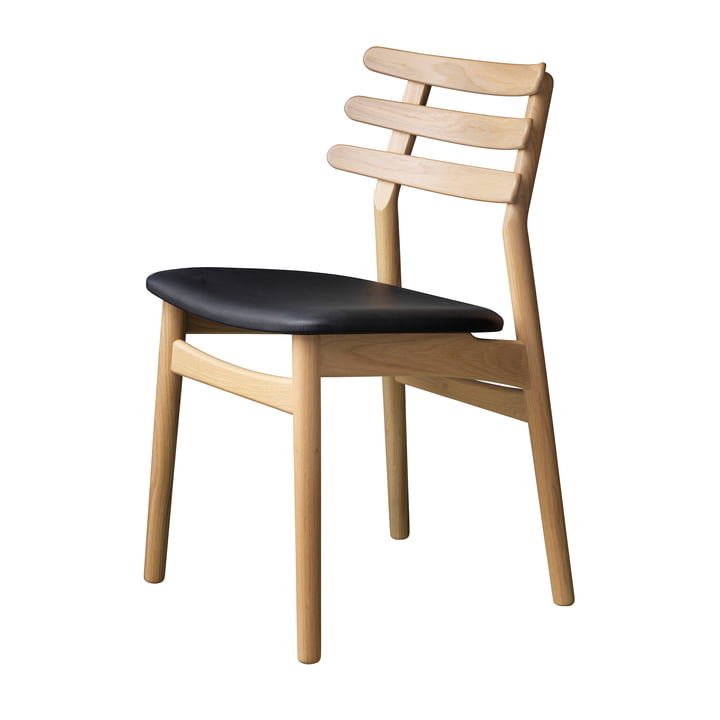 J48 stol, matlakeret eg / sort læder af FDB Møbler