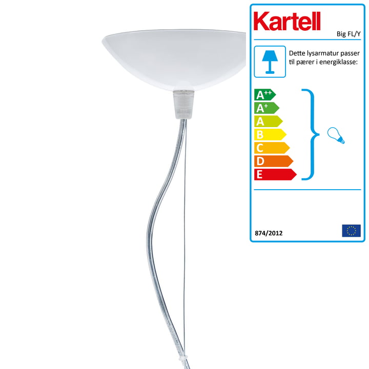 Stor FL / Y pendellampe, blank hvid fra Kartell