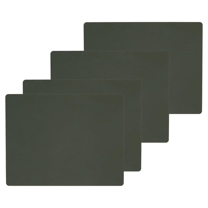 Dækkeserviet Square L, 35 x 45 cm fra LindDNA i Nupo mørkegrøn (sæt med 4)