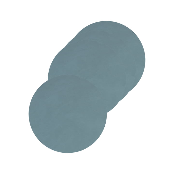 Glasskånere runde Ø 10 cm fra LindDNA i Nupo lyseblå (sæt med 4)