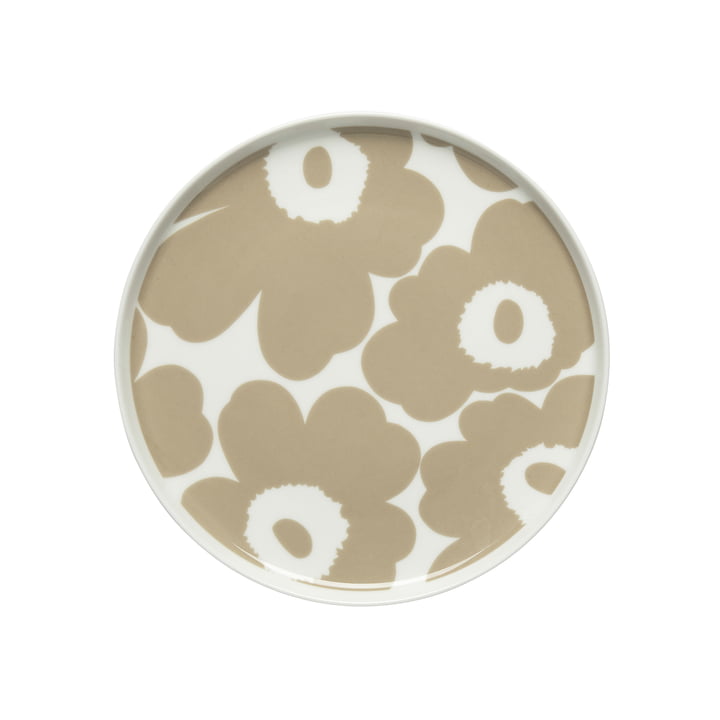 Oiva Unikko tallerken Ø 20 cm, hvid/beige fra Marimekko