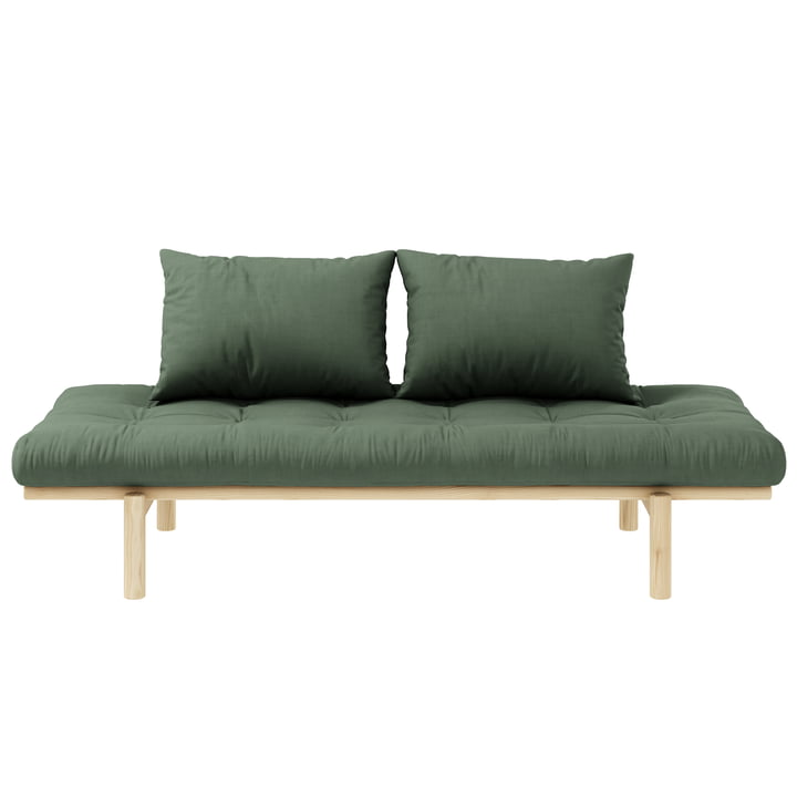 Pace Daybed fra Karup Design i naturlig fyrretræ / olivengrøn