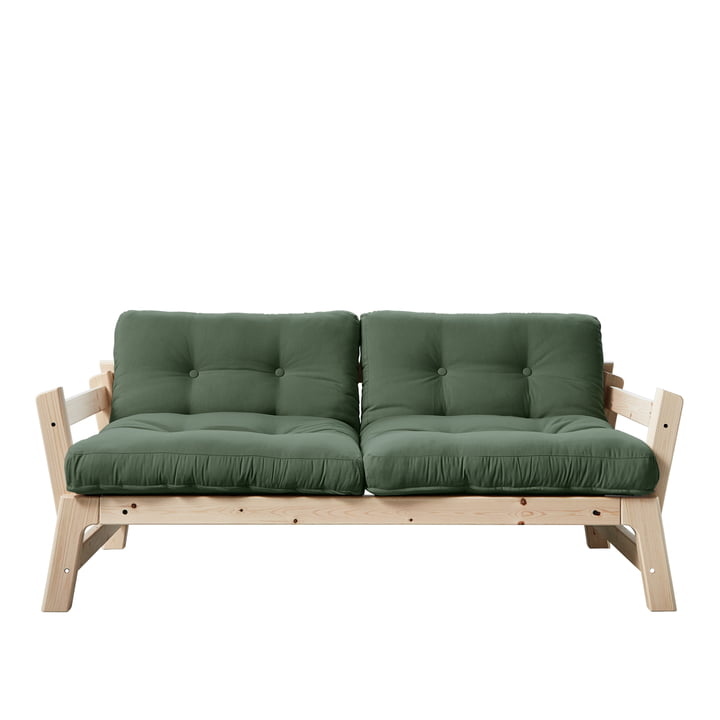 Step sofa af Karup Design i natur fyrretræ / oliven grøn