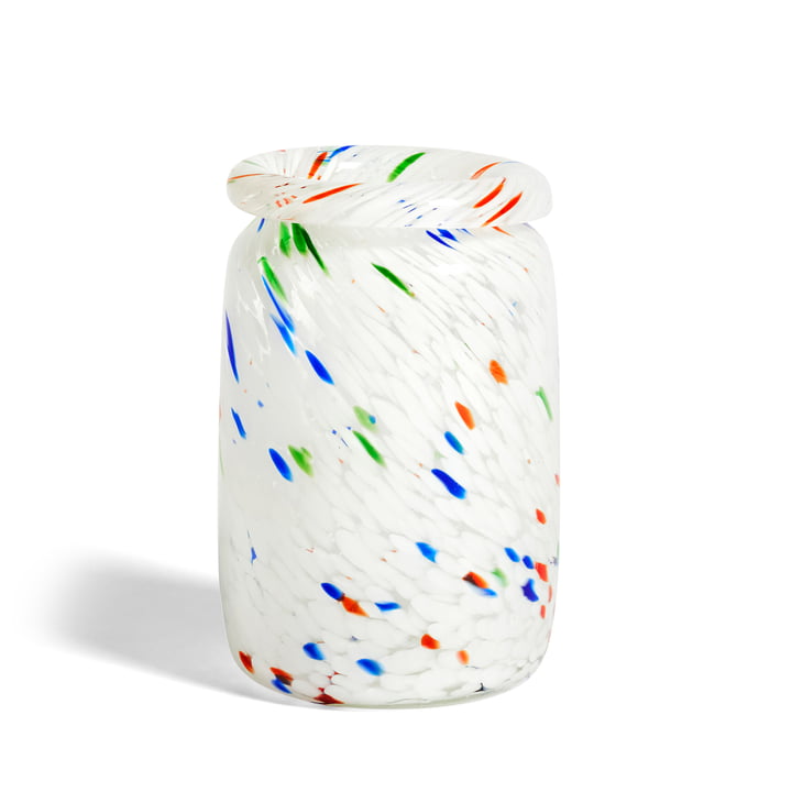 Splash Vase M, Ø 14,3 x H 22,2 cm, hvid prik fra Hay