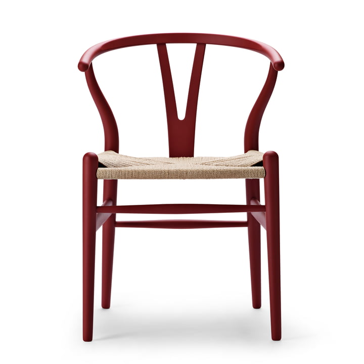 CH24 Wishbone Chair af Carl Hansen i soft red /naturlig vævning
