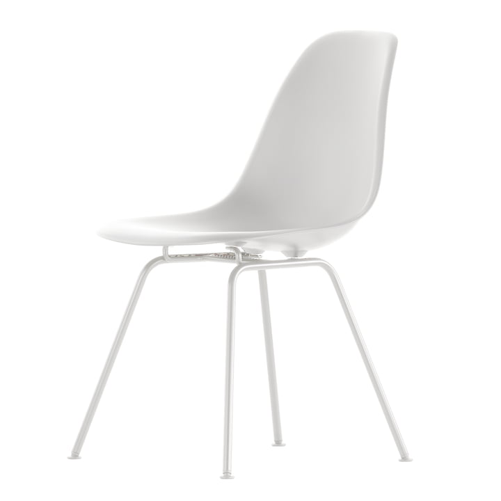 Eames Plastic Armchair DSX fra Vitra i hvid/hvid (hvide filtglidere)