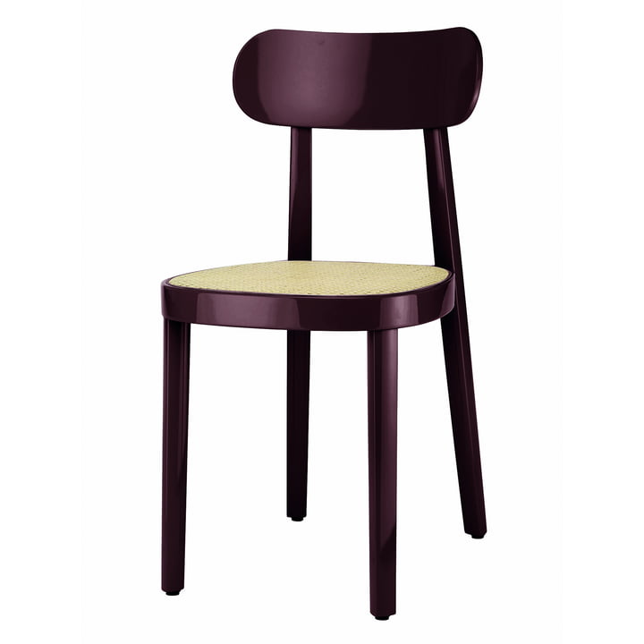 118 Thonet stol med sukkerrørsvæv og plaststøttestof i bøg mørkebrun-violet højglanslaker