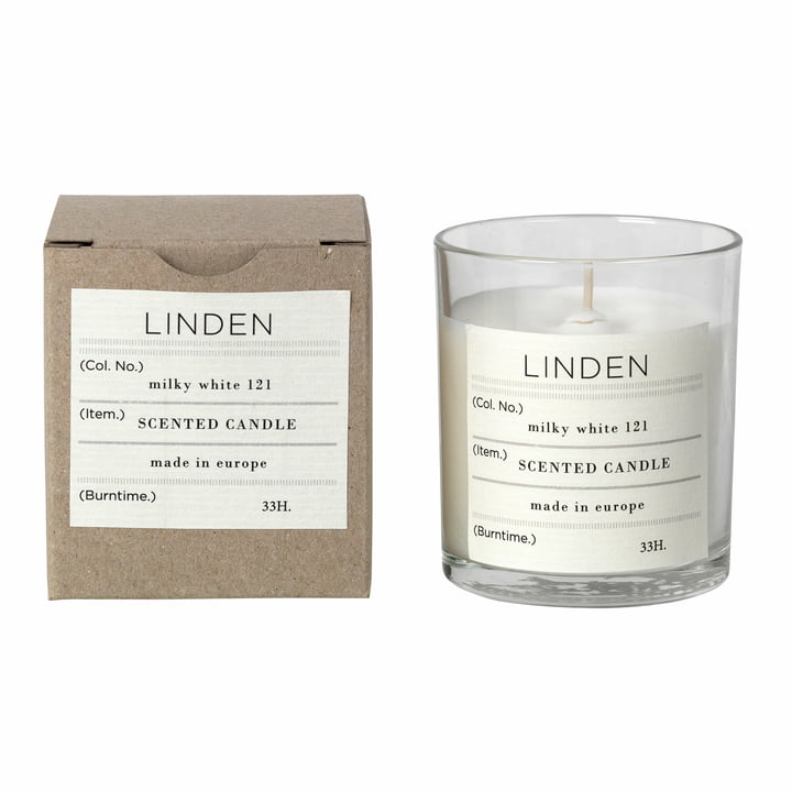 Linden duftlys, Ø 8 x H 8 cm, hvid af Broste Copenhagen