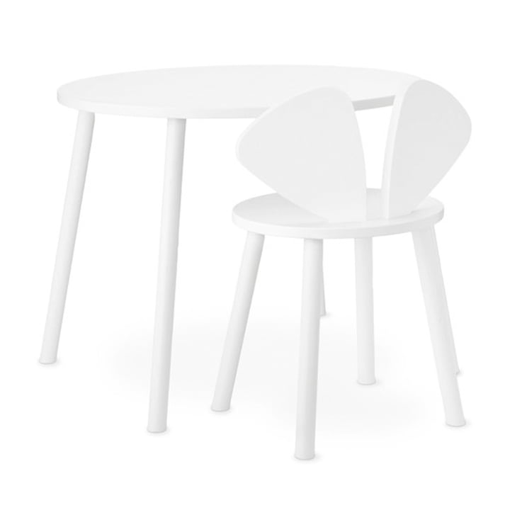 Mouse School Set (Junior - stol og bord) fra Nofred i hvid