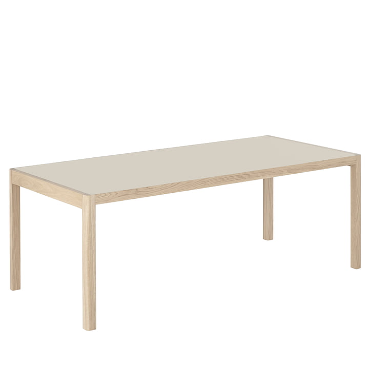Workshop spisebord, 200 x 92 cm, eg / linoleum varmegrå fra Muuto