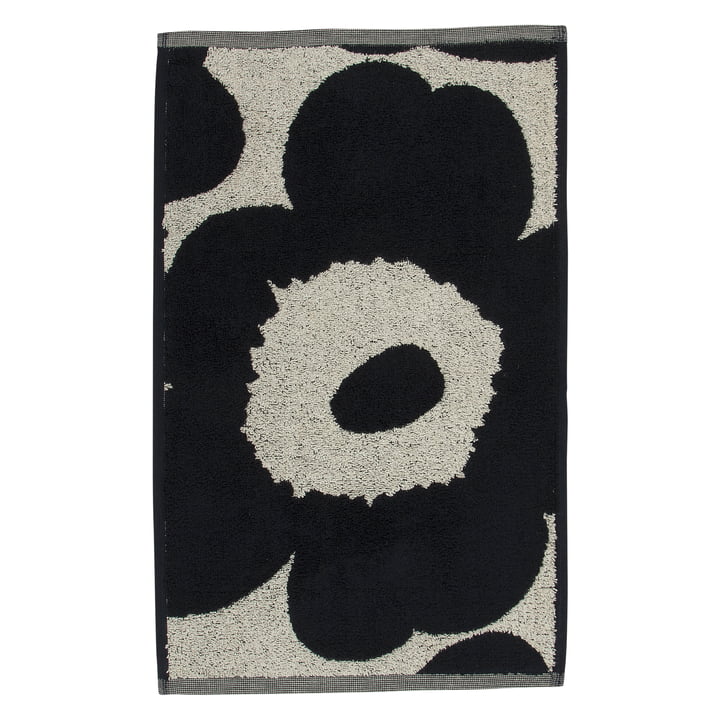 Unikko jacquard gæstehåndklæde 30 x 50 cm fra Marimekko i bomuld hvid / mørkeblå
