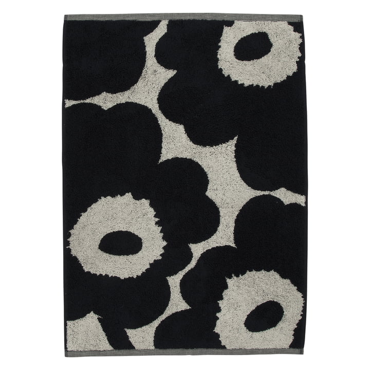 Unikko håndklæde 50 x 70 cm fra Marimekko i bomuld hvid / mørkeblå