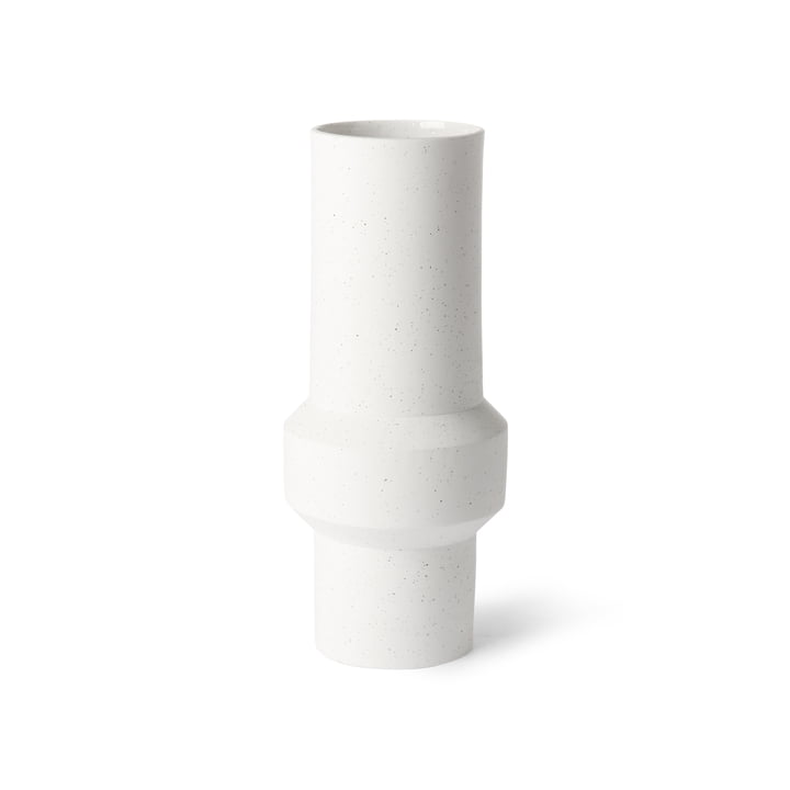 HKliving - Vase rund M, Ø 13 x 32 H cm, hvid plettet