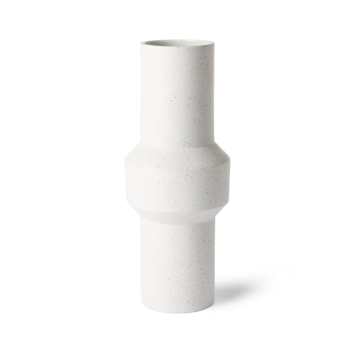 HKliving - Vase lige L, Ø 16 x 39,5 H cm, hvid plettet