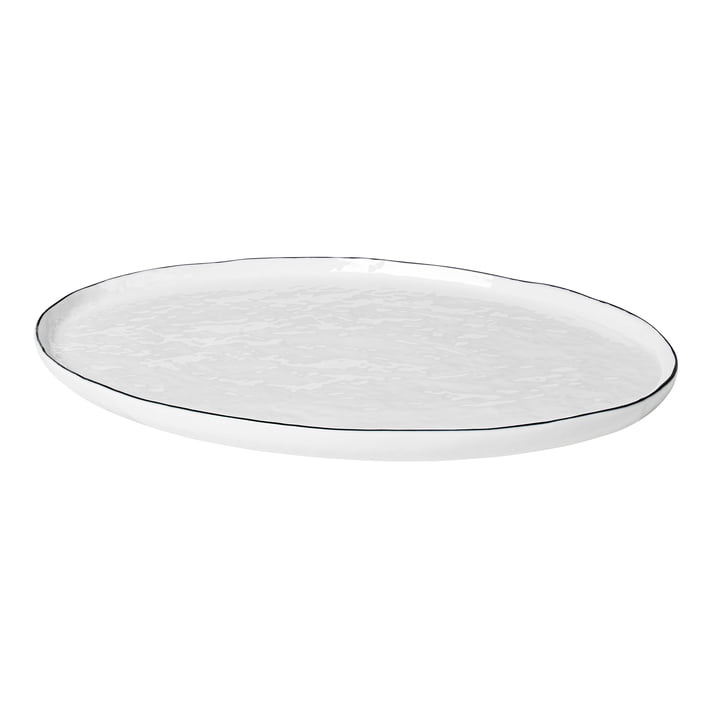 Salt serveringsplade oval, 38,5 x 26,5 cm, hvid / sort fra Broste Copenhagen