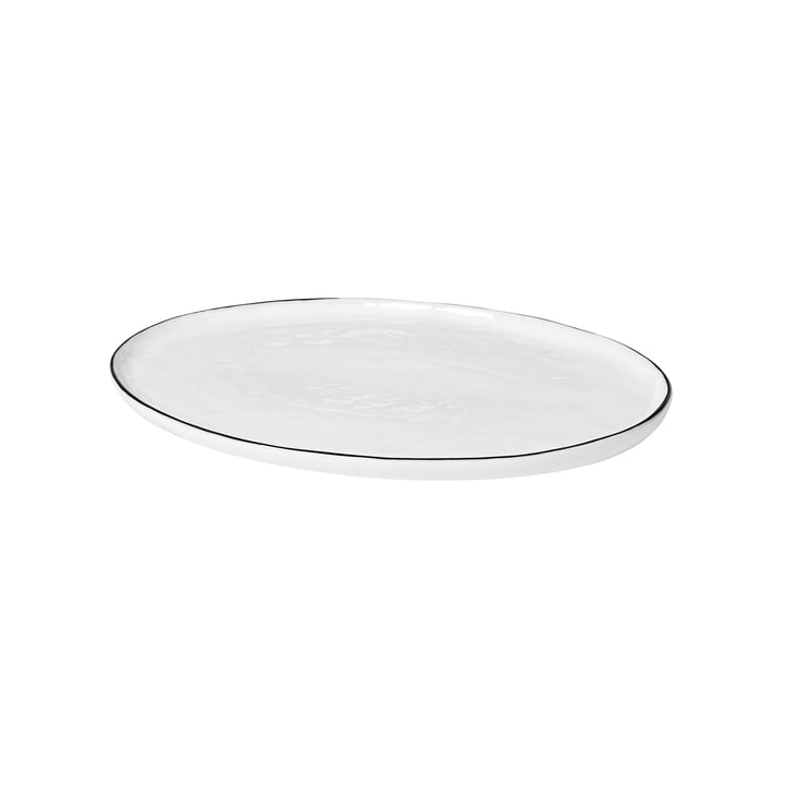 Salt serveringsplade oval, 30 x 20 cm, hvid / sort fra Broste Copenhagen