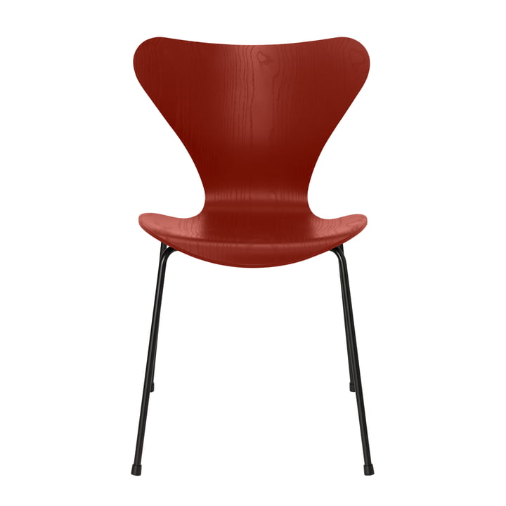Serie 7 stol fra Fritz Hansen i ask venetiansk rød farvet / stel sort