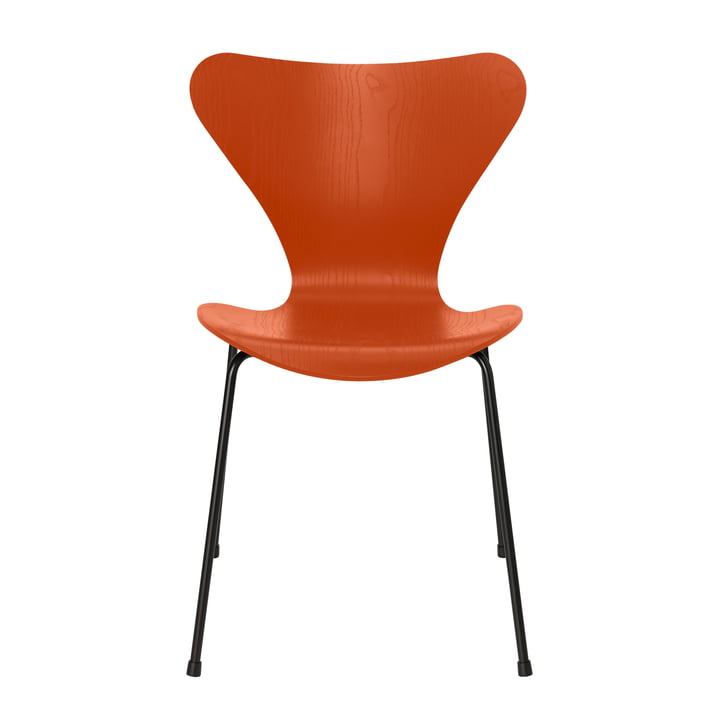 Serie 7 stol af Fritz Hansen i ask paradis orange farvet / stel sort