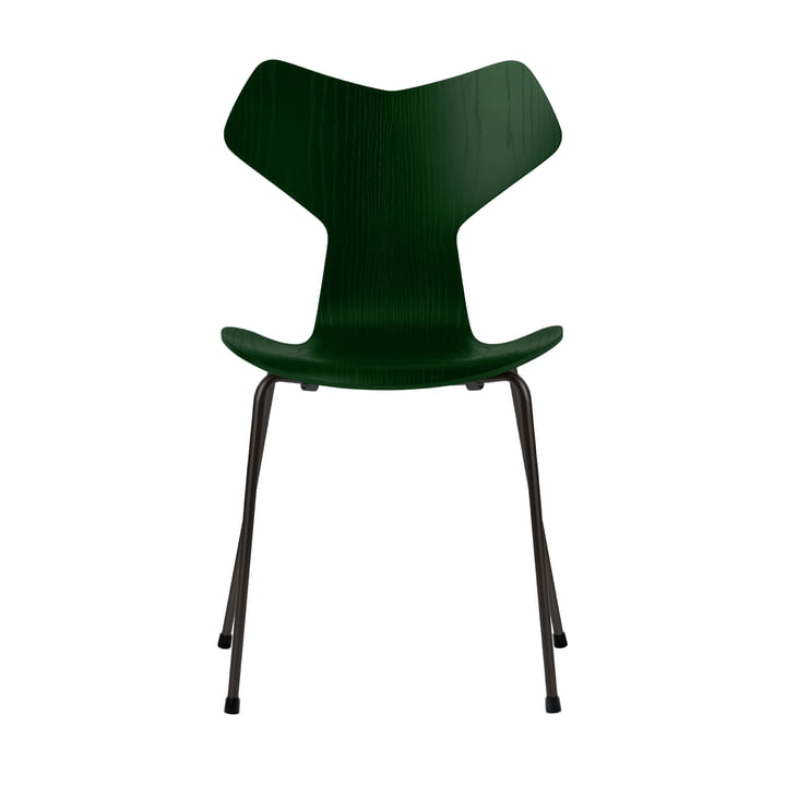 Grand Prix stol fra Fritz Hansen i stedsegrøn farvet ask / sort stel