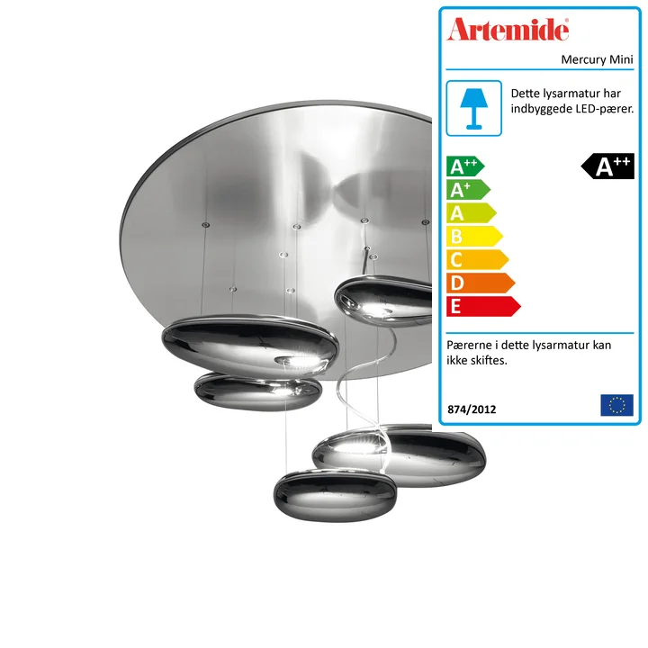 Mercury Mini LED loftslampe, 2700K / poleret krom af Artemide