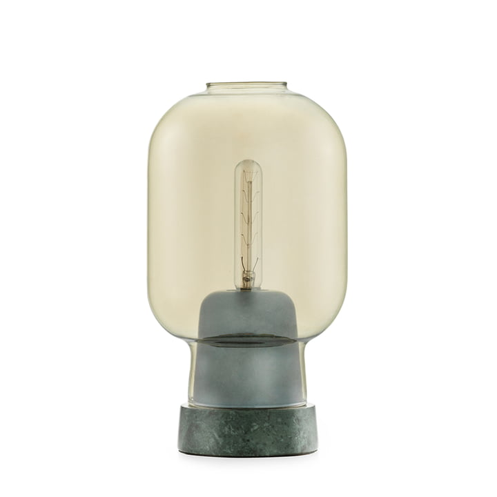 Amp bordlampe fra Normann Copenhagen i marmorgrønt / guld