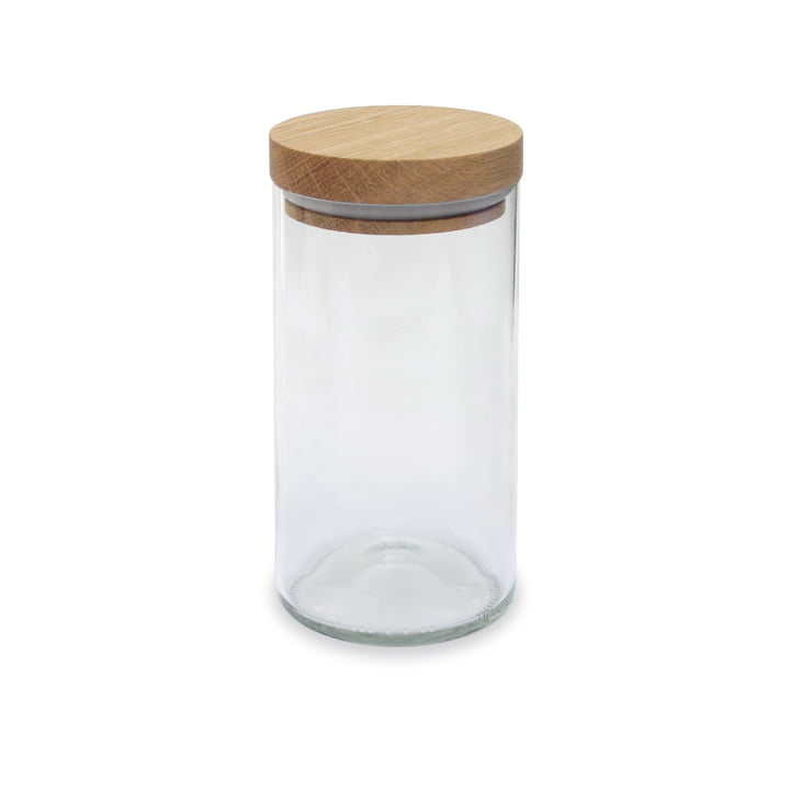 Opbevaringsbeholderen side by side i egetræ / klart glas, 450 ml